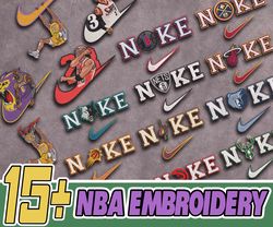 15 file nba brand logo embroidery bundle, nba basketball logo embroider | dst, exp, hus, pes, jef, vp3, xxx, 4/5/7inches