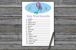 Mermaid Baby word scramble game card,Mermaid Baby shower games printable,Fun Baby Shower Activity,Instant Download-336