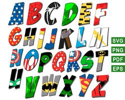 superhero font svg, avengers font svg, marvel font svg, superhero alphabet svg png