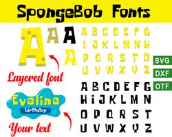 SpongeBob font svg, SpongeBob alphabet svg, SpongeBob font cricut svg png