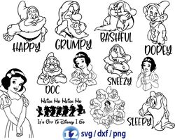 Disney Seven Dwarfs svg, princess Snow White svg, Happy Dwarf svg png
