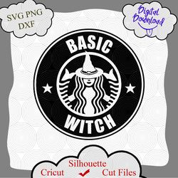 Basic witch svg, halloween witch  svg, witch svg, stabucks digital download, halloween silhouette cameo, coffee svg, Png