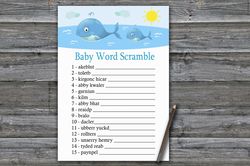 under the sea baby word scramble game card,whale baby shower games printable,fun baby shower activity-335