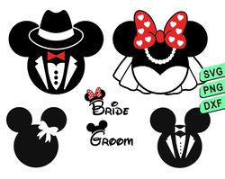 Bride and Groom Mickey and Minnie svg, disney Bride and Groom svg png