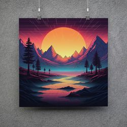 synthwave landscape poster - download and print