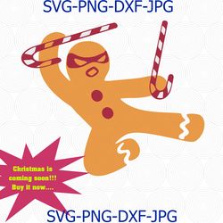 Gingerbread man Svg, Funny Christmas SVG, Ninjabread svg for Cricut, Candy Cane Svg, Christmas shirt Svg for boy Christm