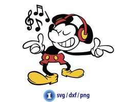 Mickey Mouse music notes svg, disney mouse musical svg, Mickey Mouse headphones svg png