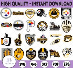25 Files Pittsburgh Steelers Svg Bundle, Pittsburgh Svg, Steelers svg,Steelers clipart, NFL teams,NFL svg, Football Team