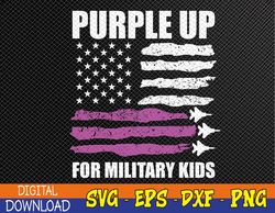Purple Up US Flag Fighter Jet Military Kids Military Child Svg, Eps, Png, Dxf, Digital Download