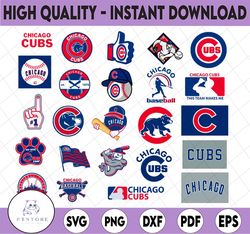 24 Files Chicago Cubs svg, Baseball Clipart, Cricut, Chicago svg, Cubs svg, Cutting Files, MLB svg, Instant Download