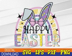 Happy Easter Bunny Rabbit Face Funny Easter Day Rainbow Svg, Eps, Png, Dxf, Digital Download