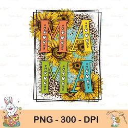 Retro Sunflower Mama Sublimation png, Digital MAMA PNG with Cow Sunflower Print, Retro letters watercolor texture, Cool