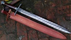 MASTER SWORD, VIKING Sword, Medieval Damascus Steel Ninja Hunting Engraved Sword, Hunting Gifts, Sword