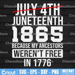 Juneteenth 1865 my ancestors weren't free in 1776 svg July 4th svg Juneteenth svg Black history svg