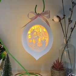Christmas Arabesque Ornament Squirrel - Paper Cut Lamp Merry Christmas - Xmas Lantern SVG - Merry Christmas Lanterns