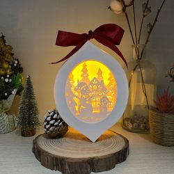 Little Snowman Christmas Arabesque Ornament - Paper Cut Lamp Merry Christmas - Xmas Lantern SVG - Merry Christmas Lanter