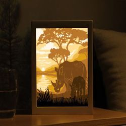 Mother and Baby Rhinos Light Box