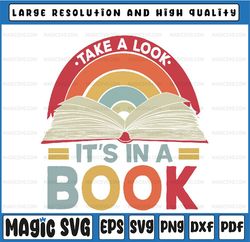 Reading Rainbow , Take a Look It's in a Book Svg, Reading Vintage Retro Rainbow Svg, Mothers Day, Digital Download