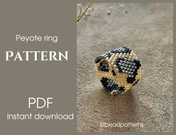 Peyote ring pattern - Animal print - DIY handmade miyuki delica pattern - stylish seed bead ring - how to make bea