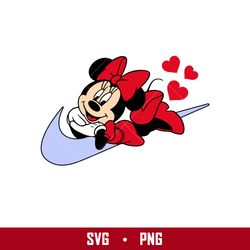 Swoosh Minnie Heart Love Svg, Nike Minnie Mouse Svg, Nike Logo Svg, Minnie Svg, Png Digital File