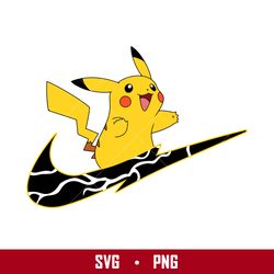 Pikachu Nike Swoosh Svg, Pikachu Swoosh Svg, Nike Logo Svg, Pokemon Nike Svg, Png Digital File