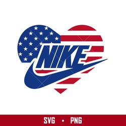 Nike Swoosh 4th Of July Heart Svg, Nike Logo Svg, 4th Of July Svg, Png Digital File