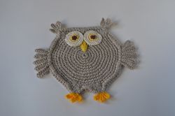 Mug rug owl Crochet pattern coaster Table decor