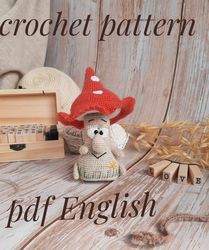 Crochet pattern of a soft toy amanita. Mini Amigurumi. toadstool mushroom. Red mushroom fly agaric