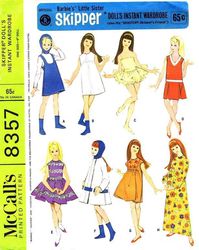McCall's 8357, Doll clothes patterns for Barbie's Little sister Skipper, Instruction in ENGLISH, Digital download PDF