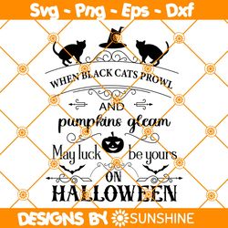 When Black Cats Prowl Halloween Svg, Black Cats Witch Hat Pumpkin Halloween Svg, Halloween Svg, File For Cricut