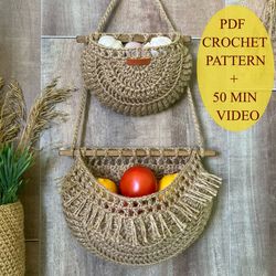 PDF Pattern Crocheted Hanging Baskets Easy crochet pattern for beginners Crochet tutorial Cottagecore decor RV decor