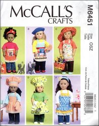mccall's 6451 doll clothes patterns for an 18" dolls, instruction in french, doll sewing clothes, digital download pdf