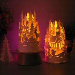 Combo 2 Items Christmas Paper Lanterns, Merry Christmas Paper Cut Lamps, Christmas Paper Lanterns, Xmas Paper Cutting Te