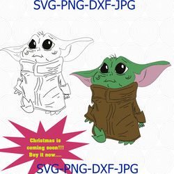 Baby Yoda svg, Mandalorian Star Wars, The Child Disney svg, Baby Yoda, Baby Yoda Vector SVG DXF