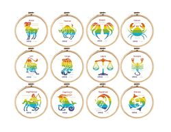 cross stitch pattern, Zodiac cross stitch patterns, twelve zodiac signs and personality traits cross stitch patterns