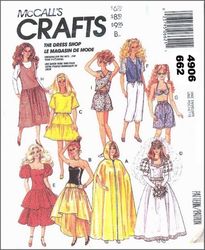 McCall's 4906 Clothes patterns for an 11-1/2" Barbie doll, Vintage pattern, Instruction in ENGLISH, Digital download PDF