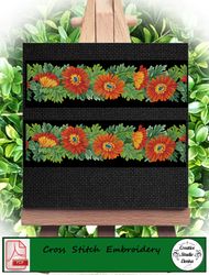 Chrysanthemum cross stitch scheme - vintage embroidery