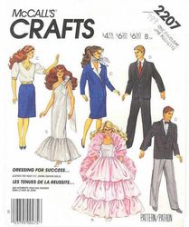 McCall's 2207 Doll clothes patterns for 11-1/2 Inch dolls, Vintage pattern, Instruction in ENGLISH, Digital download PDF