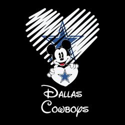 Mickey mouse hug heart Dallas Cowboys,NFL Svg, Football Svg, Cricut File, Svg