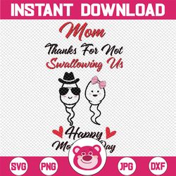 Thanks For Not Swallowing Us Happy Mother's Day Svg, Rude Mother's Day Design, Mother's Day Svg, Digital download