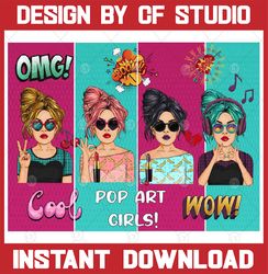 New !!! Retro Comic Style Pop Art Girls Clip Art Collection Bundle