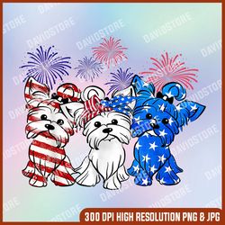 Patriotic Yorkie Dog Yorkshire Terrier 4th of July USA Flag png, PNG High Quality, PNG, Digital Download