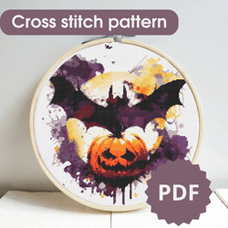 Halloween cross stitch pattern, PDF, cross stitch chart Halloween