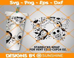 Jack Skellington Starbucks SVG, Nightmare Full Wrap for Starbucks Venti Cold Cup, Oogie Boogie Svg, File For Cricut