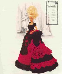 crochet pattern PDF- Fashion Doll Gown- doll Barbie Miss December - Barbie Dress Crochet Pattern-crochet vintage pattern