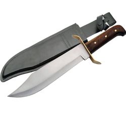 Custom Handmade Carbon Steel Hunting Bowie Knife Rose Wood Handle with Brass Cross Guard-Hunting-Camping-Survival Knife