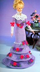 crochet pattern PDF for Fashion doll Barbie - Afternoon walk dress- crochet vintage pattern-Doll gown pattern