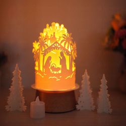Paper Cut Lamp Nativity Of Jesus - Paper Cutting Template - DIY Paper Cut Lamp - The Birth Of Jesus SVG - Merry Christma