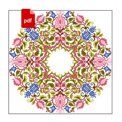 Vintage Round Pillow Ornament cross stitch pattern