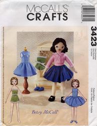 McCall's 3423 Sew patterns, Betsey Rag Doll, Doll clothes skirt, dress, jacket, petticoat, shoes - Digital download PDF